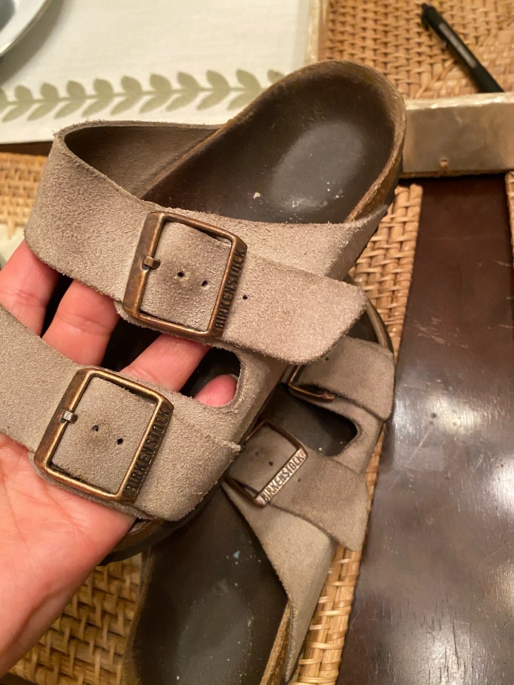 Birkenstock Arizona Suede Double Strap Sandals in Grey Taupe - Picture 3 of 9